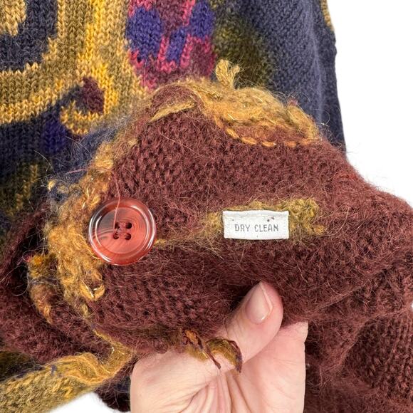 Vintage Linda Allard For Ellen Tracy Mohair Oversized Paisley Cardigan Sweater - Picture 14 of 14